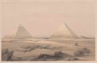 Egypt and Nubia: Volume I - No. 3, Pyramids of Gizeh, 1838. Creator: Louis Haghe (British, 1806-1885).