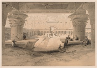 Egypt and Nubia: Volume I - No. 32, View from under the Portico of the Temple of Edfou..., 1838. Creator: Louis Haghe (British, 1806-1885).