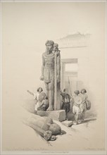 Egypt and Nubia: Volume II - No. 7, Colossi at Wady Saboua, 1838. Creator: Louis Haghe (British, 1806-1885).