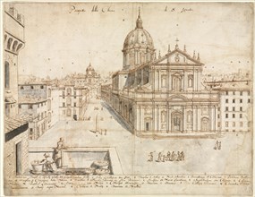 Eighteen Views of Rome: The Church of SantIgnazio, 1665. Creator: Lievin Cruyl (Flemish, c. 1640-c. 1720).