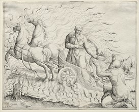 Elijah Ascends to Heaven, 1547. Creator: Augustin Hirschvogel (German, 1503-1553).