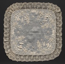 Embroidered Handkerchief, 1857. Creator: Unknown.