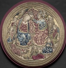 Embroidered Tondo from an Altar Frontal: The Coronation of the Virgin, 1459. Creator: Unknown.