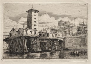 Etchings of Paris: The Notre Dame Pump, 1852. Creator: Charles Meryon (French, 1821-1868).