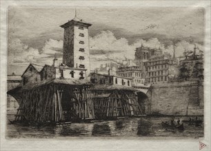 Etchings of Paris: The Notre Dame Pump, 1852. Creator: Charles Meryon (French, 1821-1868).