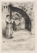 Etchings of Venice: Net Makers, 1881. Creator: Otto H. Bacher (American, 1856-1909).