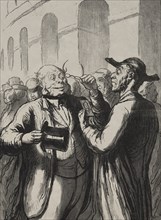 Exposition universelle: Linspection des photographies aux tourniquets.... Creator: Honoré Daumier (French, 1808-1879).