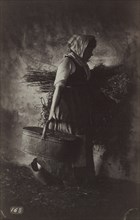 Female Peasant Carrying a Basket and Hay, c. 1870. Creator: Auguste Giraudon (French).