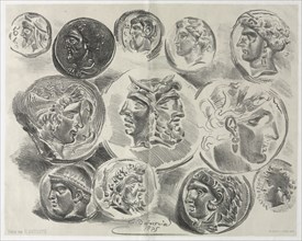 Feuille de douze médailles antiques, 1825. Creator: Eugène Delacroix (French, 1798-1863).