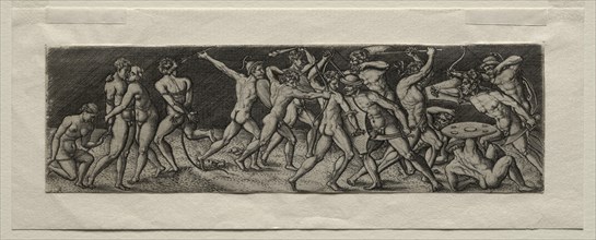 Fight between Eleven Warriors. Creator: Allaert Claesz (Netherlandish, fl. 1508-1534).