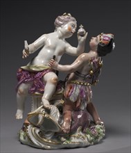 Figure of Europe and America from the Four Continents, c. 1760. Creator: Chelsea Porcelain Factory (British).
