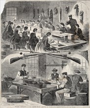 Filling Cartridges at the United States Arsenal, at Watertown, Massachusetts, 1861. Creator: Winslow Homer (American, 1836-1910).