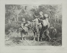 First Riding Lesson. Creator: Charles-Émile Jacque (French, 1813-1894).