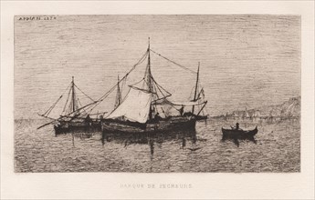Fishing Boat/Coastal Shipping Boat (Italian Coast)..., 1874. Creator: Adolphe Appian (French, 1818-1898).