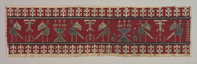 Five Embroidered Fragments, 18th-19th century. Creator: Unknown.