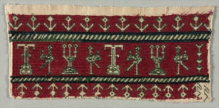 Five Embroidered Fragments, 18th-19th century. Creator: Unknown.