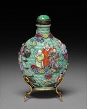 Flattened Ovoid Snuff Bottle with Stopper, 1796-1820. Creator: Unknown.