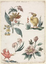 Floral Designs with Two Birds, 1774. Creator: Giacomo Cavenezia (Italian).
