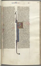 Fol. 112r, Kings II, historiated initial F, the beheading of the Amalekite, c. 1275-1300. Creator: Unknown.