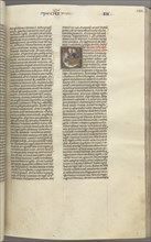Fol. 123r, Kings III, historiated initial E, an attendant bringing Abishag to David..., c. 1275-1300 Creator: Unknown.