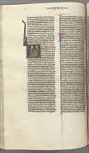 Fol. 178v, Nehemiah, historiated initial V, Nehemiah presenting the golden cup to Artaxerxes, c. 127 Creator: Unknown.