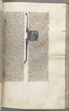 Fol. 218r, Psalm 26, historiated initial D, David kneeling pointing to his eyes, the bust of God..., Creator: Unknown.