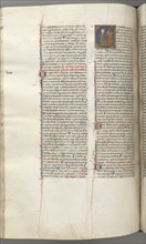 Fol. 227v, Psalm 80, historiated initial E, David hitting a carillon of hells, c. 1275-1300. Creator: Unknown.