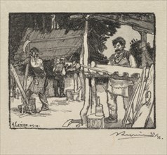 Fontainebleau Forest: Manufacturer of Slats (La Forêt de Fontainebleau: Le Fabricant de lattes), 189 Creator: Auguste Louis Lepère (French, 1849-1918); A. Desmoulins, Published in Revue Illustrée, 188...