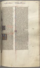 Fol. 251 r, Wisdom, historiated initial D, Solomon instructing a soldier, c. 1275-1300. Creator: Unknown.