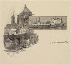 Fontainebleau Forest: Moret, the Wood-Mill (La Forêt de Fontainebleau..., 1890. Creator: Auguste Louis Lepère (French, 1849-1918); A. Desmoulins, Published in Revue Illustrée, 1887-90.
