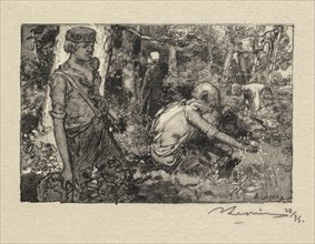 Fontainebleau Forest: Gatherine Lily-of-the-Valley (La Forêt de Fontainebleau...), 1890. Creator: Auguste Louis Lepère (French, 1849-1918); A. Desmoulins, Published in Revue Illustrée, 1887-90.