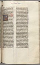 Fol. 350r, Hosea, historiated initial V, Hosea preaching to three men. , c. 1275-1300. Creator: Unknown.