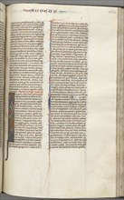 Fol. 364r, Haggai, historiated initial I, Haggai with a scroll standing on a hybrid, c. 1275-1300. Creator: Unknown.