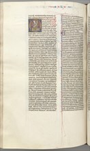 Fol. 368v, Malachi, historiated initial O, Malachi seated with a scroll, c. 1275-1300. Creator: Unknown.