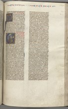 Fol. 370r, Maccabees I, historiated initial E, Mathathias slaying the idolatrous Jew, c. 1275-1300. Creator: Unknown.