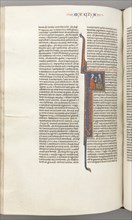 Fol. 382v, Maccabees II, historiated initial F, a golden chalice presented to a Jew, c. 1275-1300. Creator: Unknown.