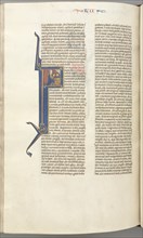 Fol. 412v, Luke, historiated initial F, Luke praying at an altar, bust of God above, c. 1275-1300. Creator: Unknown.