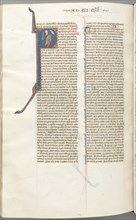 Fol. 457v, Timothy II, historiated initial P, Paul talking to the bust of God above, c. 1275-1300. Creator: Unknown.