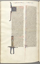 Fol. 476v, James, historiated initial I, James standing with a scroll, c. 1275-1300. Creator: Unknown.