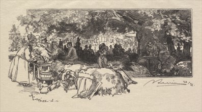 Fontainebleau Forest: Mother Pichard's Canteen (La Forêt de Fontainebleau...), 1890. Creator: Auguste Louis Lepère (French, 1849-1918); A. Desmoulins, Published in Revue Illustrée, 1887-90.