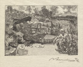 Fontainebleau Forest: Quarryman's Lodge (La Forêt de Fontainebleau: Une loge de carrier), 1890. Creator: Auguste Louis Lepère (French, 1849-1918); A. Desmoulins, Published in Revue Illustrée, 1887-90.