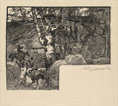 Fontainebleau Forest: Ride to the Hounds at Mont-Gérard (La Forêt de Fontainebleau?), 1890. Creator: Auguste Louis Lepère (French, 1849-1918); A. Desmoulins, Published in Revue Illustrée, 1887-90.