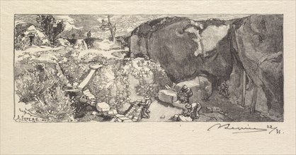 Fontainebleau Forest: Sandstone Quarry (La Forêt de Fontainebleau: La Carrièrre de Grès), 1890. Creator: Auguste Louis Lepère (French, 1849-1918); A. Desmoulins, Published in Revue Illustrée, 1887-90.