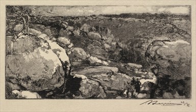 Fontainebleau Forest: The Cirque of Long-Rocher (La Forêt de Fontainebleau..., published 1908. Creator: Auguste Louis Lepère (French, 1849-1918); A. Desmoulins, Published in Revue Illustrée, 1887-90.