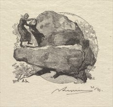 Fontainebleau Forest: The Trembling Rock (La Forêt de Fontainebleau: La roche qui tremble), 1890. Creator: Auguste Louis Lepère (French, 1849-1918); A. Desmoulins, Published in Revue Illustrée, 1887-9...