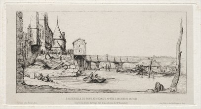 Footbridge Temporarily Replacing the Exchange Bridge,Paris, after the fire of 1621, 1860. Creator: Charles Meryon (French, 1821-1868).