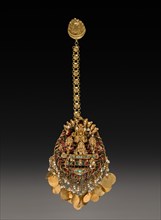 Forehead Pendant with Sun God Surya in a Chariot with Attendants, 1600s or 1700s. Creator: Unknown.