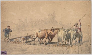 Four Oxen Pulling a Plough, 1853. Creator: Constant Troyon (French, 1810-1865).