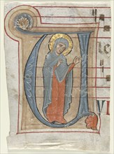 Fragment from a Gradual with Historiated Initial (V): The Virgin Mary, c. 1250-1275. Creator: Unknown.