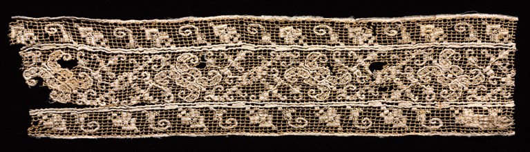 Fragment of a Band with Abstract Pattern, 1500s-1600s. Creator: Unknown.
